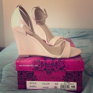 Modcloth nude wedge sandals